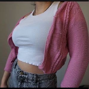 Baby pink Cropped Knitted sweater
